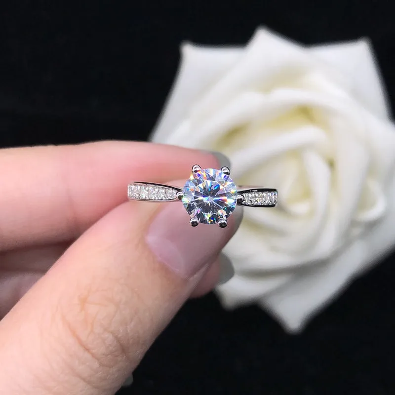 0.5 Carat Moissanite Diamond Six Prongs Ring