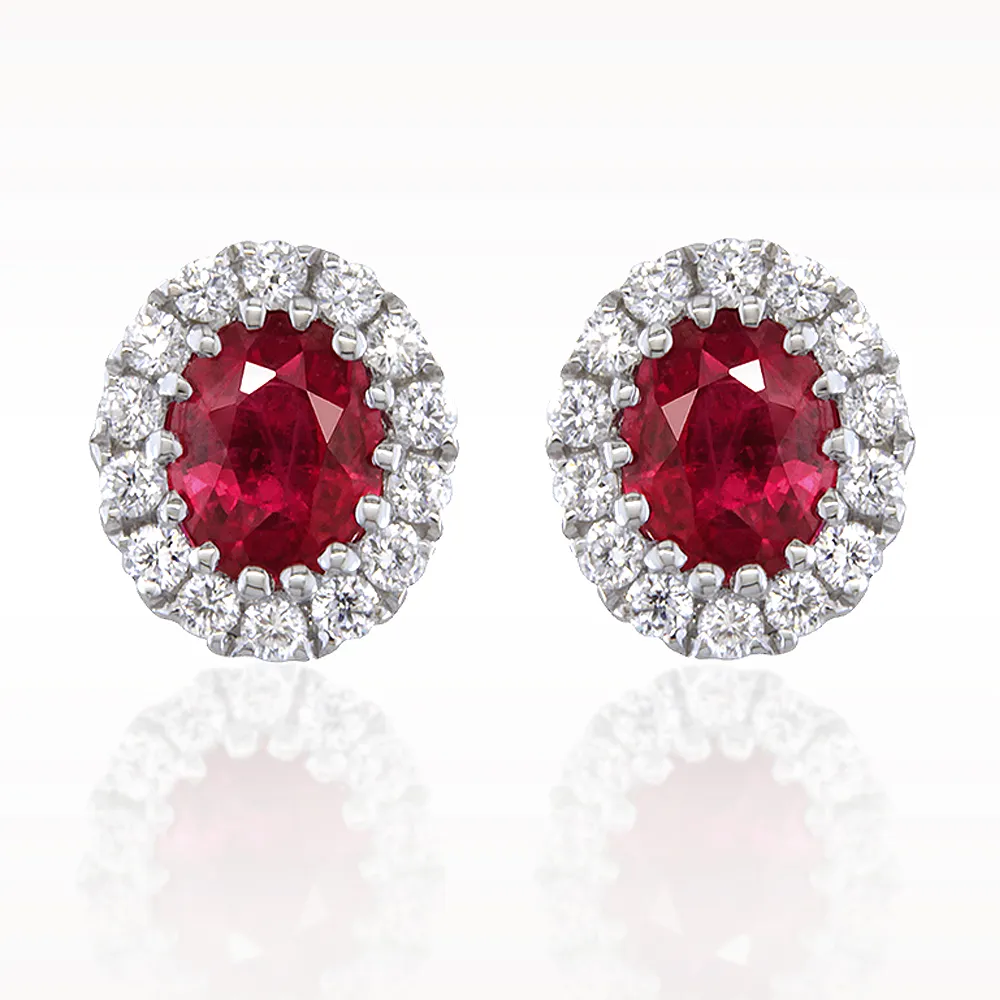 0.71ct Ruby And Diamond White Gold Earrings