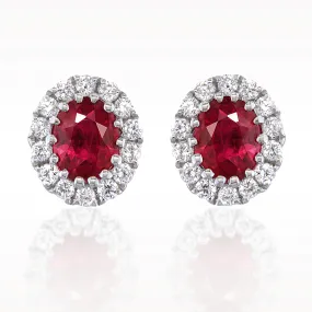 0.71ct Ruby And Diamond White Gold Earrings