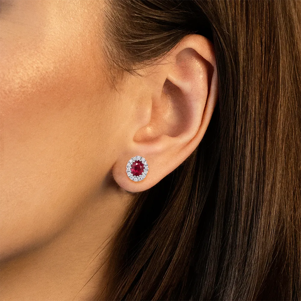 0.71ct Ruby And Diamond White Gold Earrings