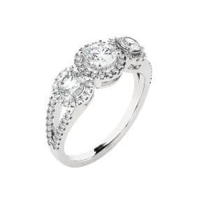 1 1/3 ctw Round Three Stone Lab Grown Diamond Ring