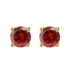10k Yellow Gold Plated 1/2 Ct Round Created Ruby CZ Stud Earrings