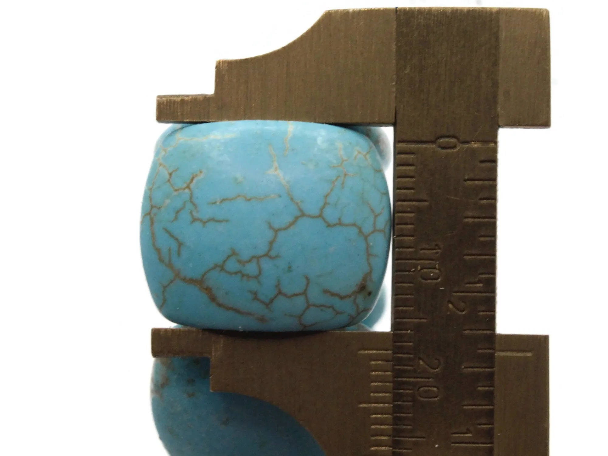 12 22mm Flat Oval Stone  2 Hole Dyed Turquoise Blue Beads