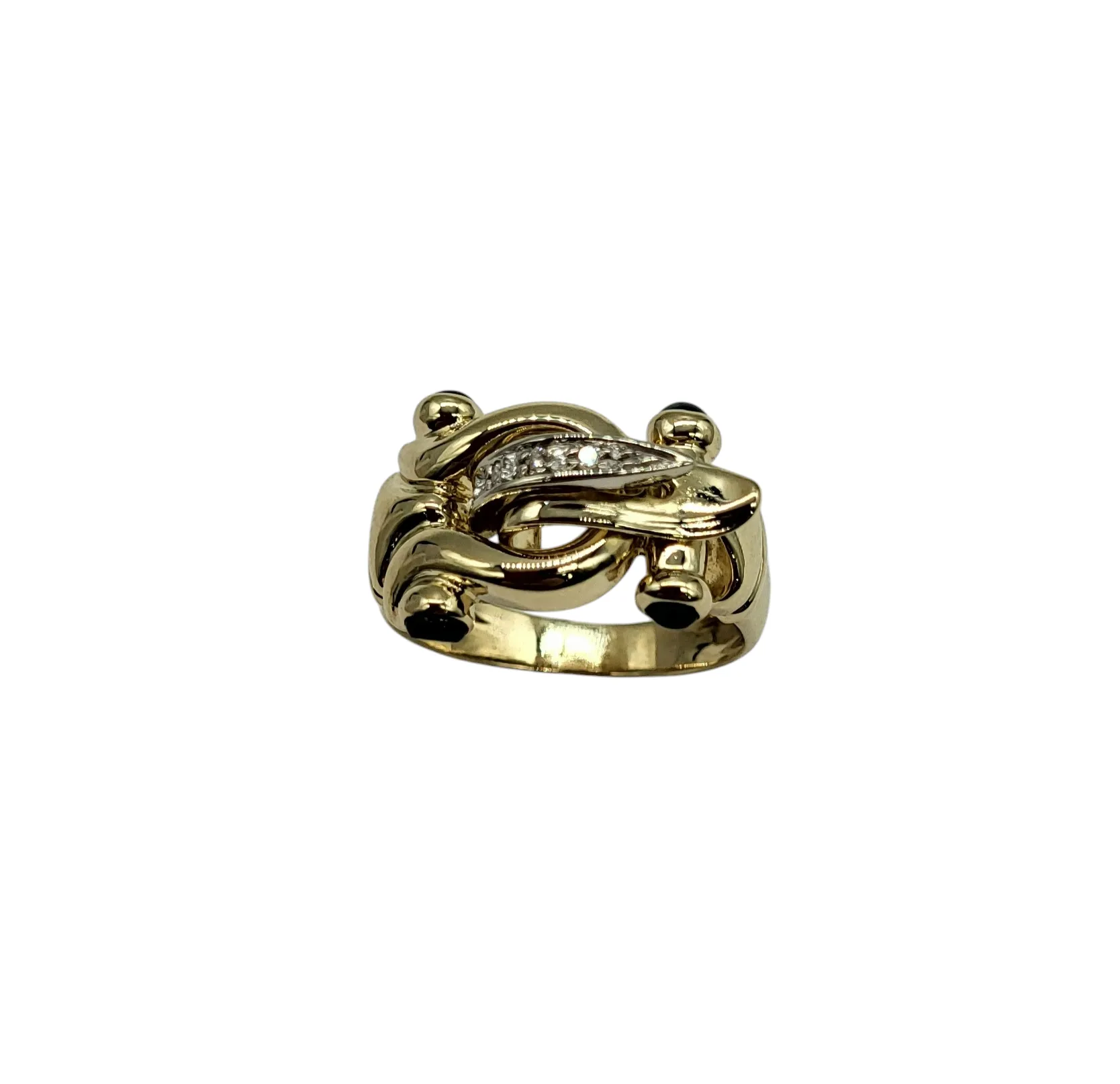 14 Karat Gold Diamond Chip and Sapphire Accent Ring