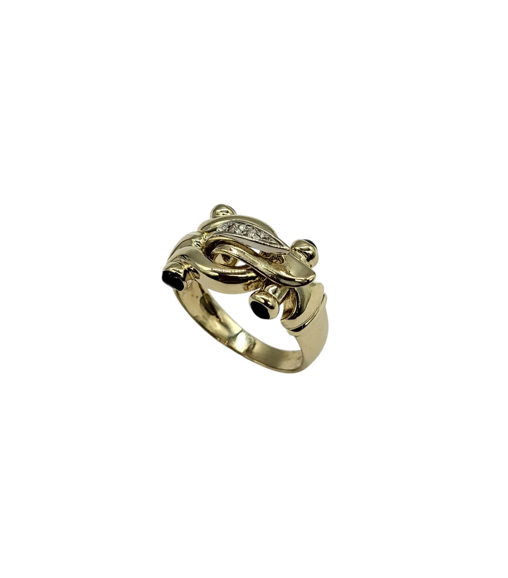 14 Karat Gold Diamond Chip and Sapphire Accent Ring