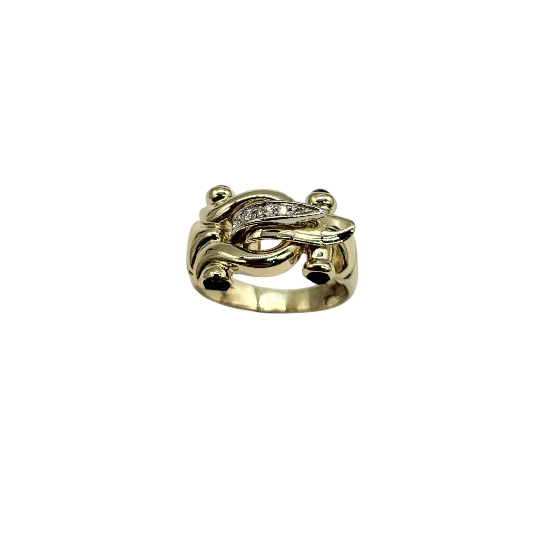 14 Karat Gold Diamond Chip and Sapphire Accent Ring