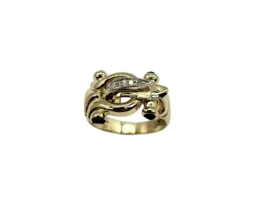14 Karat Gold Diamond Chip and Sapphire Accent Ring