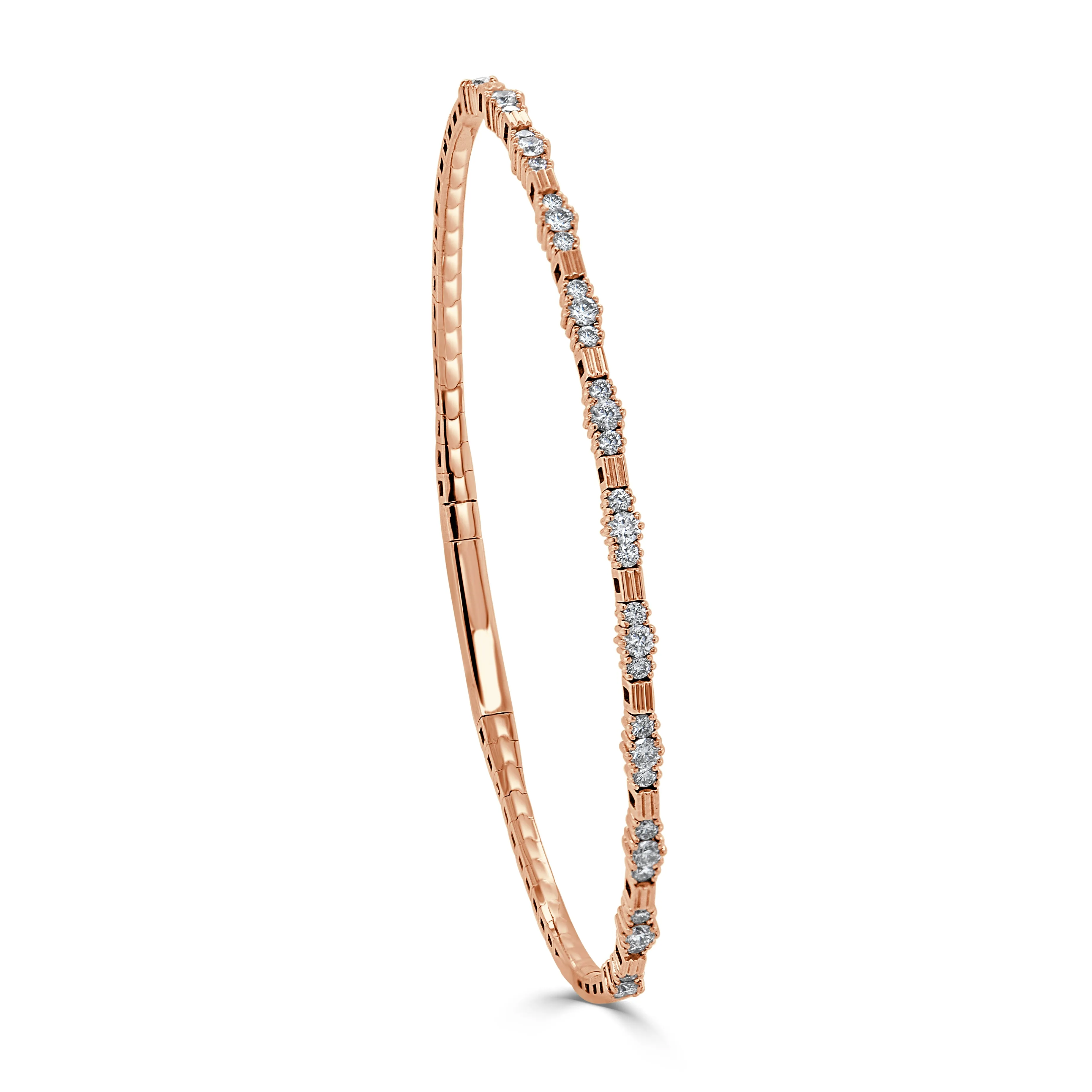 14k Gold & Diamond Flexible Bangle - 0.76ct