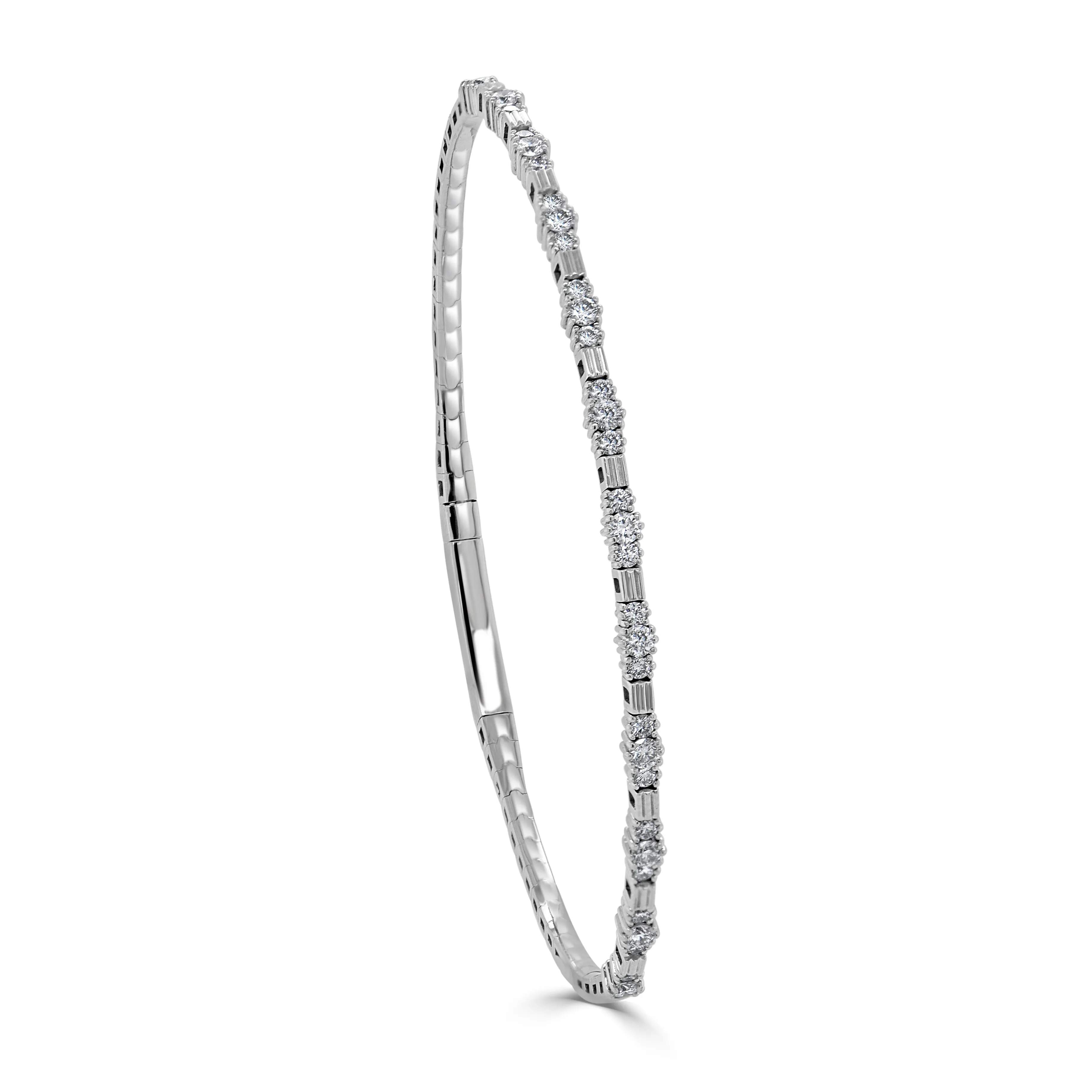 14k Gold & Diamond Flexible Bangle - 0.76ct