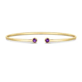 14k Gold Gemstone Open Cuff Bangle Bracelets