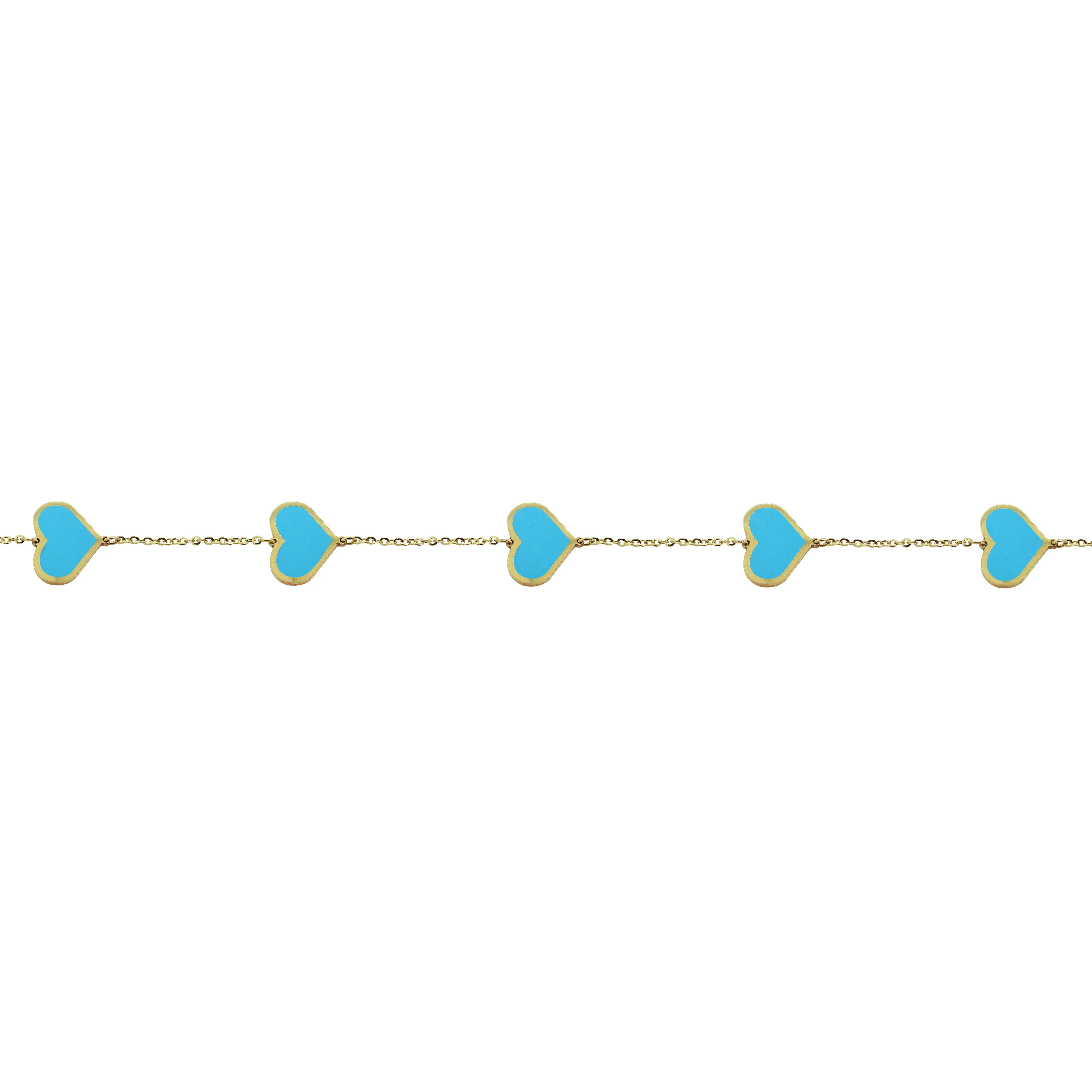 14K GOLD TURQUOISE LARGE MEGAN HEART BRACELET