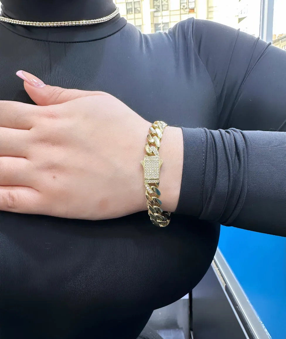 14K Women's Ittallo Bracelet Cz Stones At Lock
