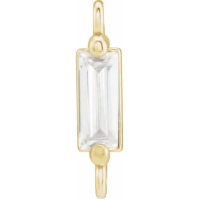 14K Yellow Gold 3x1.5mm Moissanite Baguette Charm