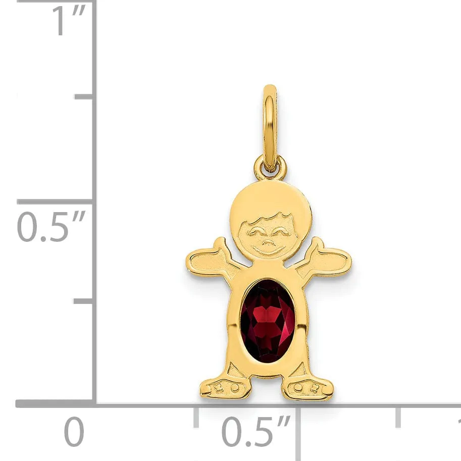 14k Yellow Gold Boy Oval Genuine Garnet