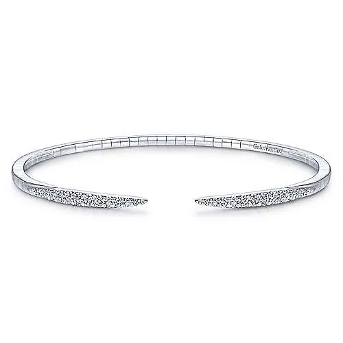 14K Yellow Gold Split Diamond Spike Bangle