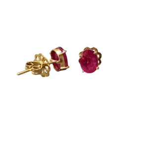 18k Gold Natural Ruby Earrings Studs