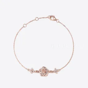 18K Rose Gold Diamond Rose Bracelet Nature Inspired Floral Bracelet