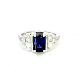 18K White Gold - Sapphire & Diamond Ring - J37547