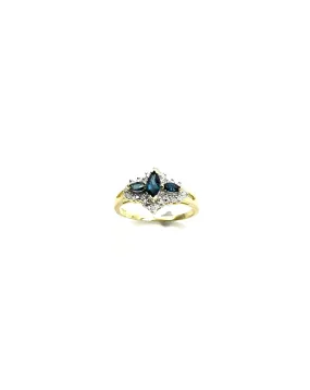 18k Yellow Gold Sapphire and Diamond Ring