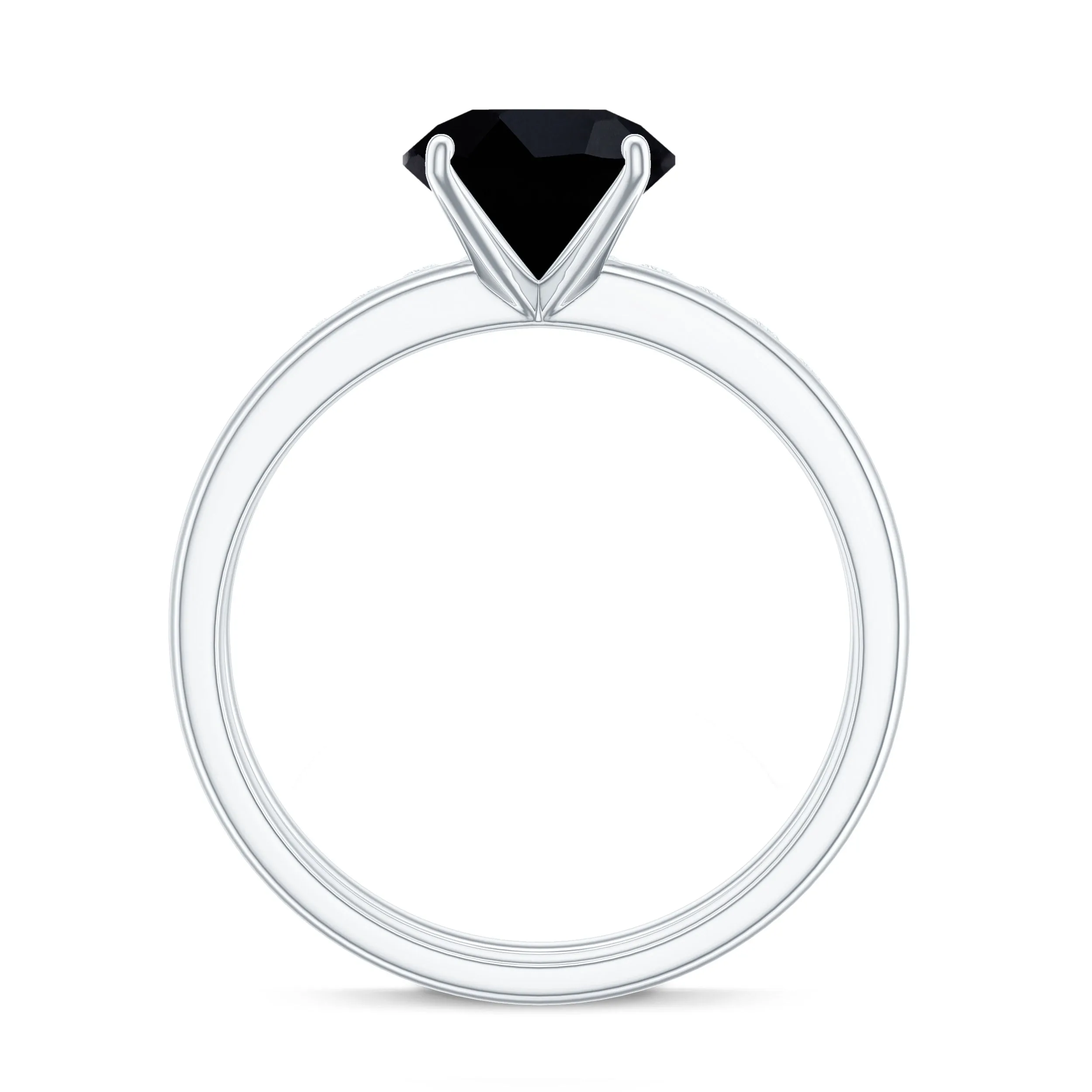 2 CT Solitaire Black Spinel Wedding Band Ring Set with Diamond