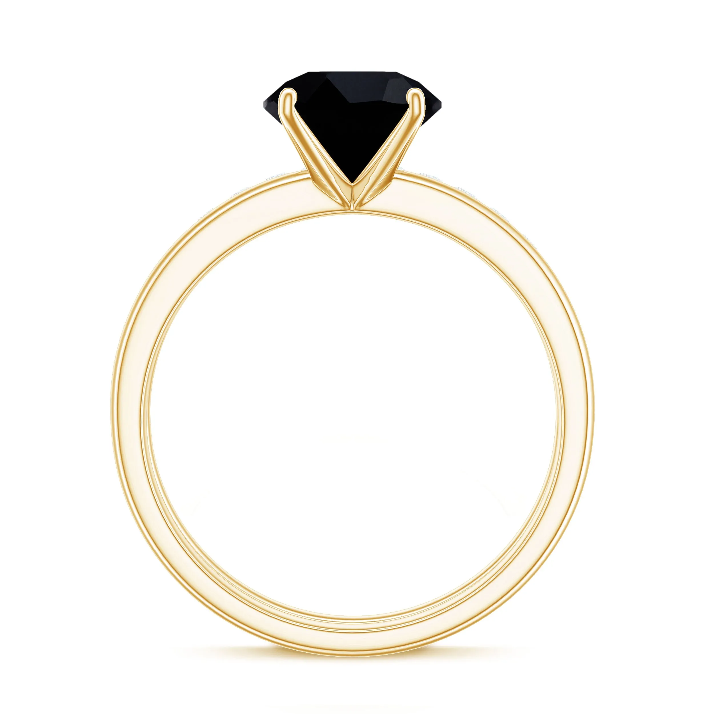 2 CT Solitaire Black Spinel Wedding Band Ring Set with Diamond