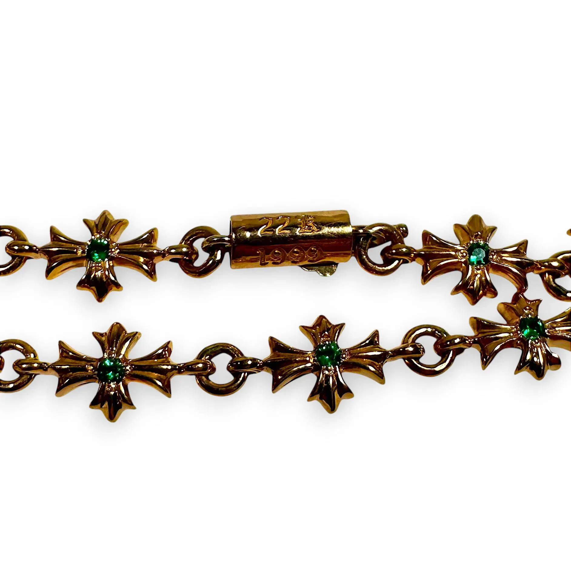 22k Gold Emerald Tiny E Bracelet