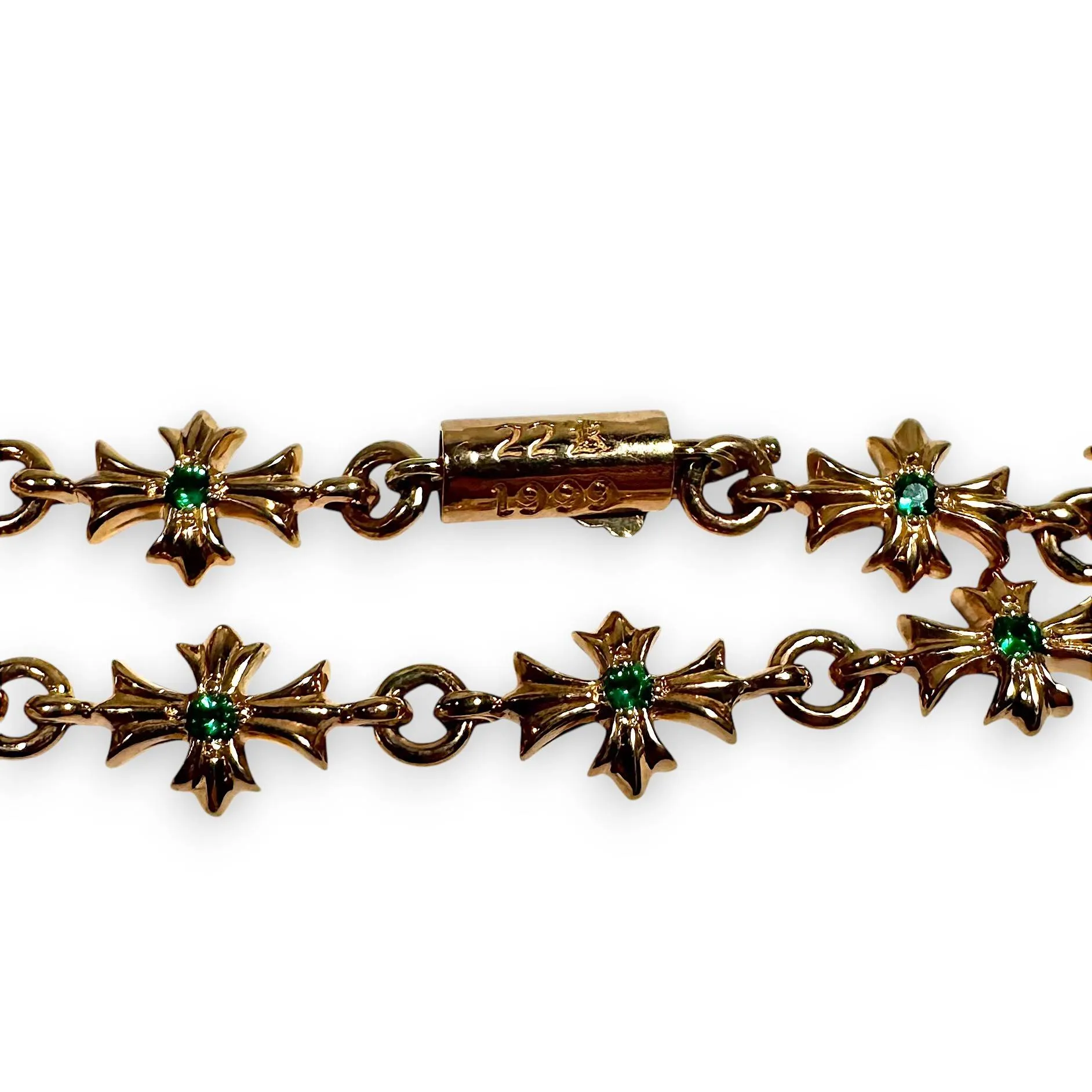 22k Gold Emerald Tiny E Bracelet