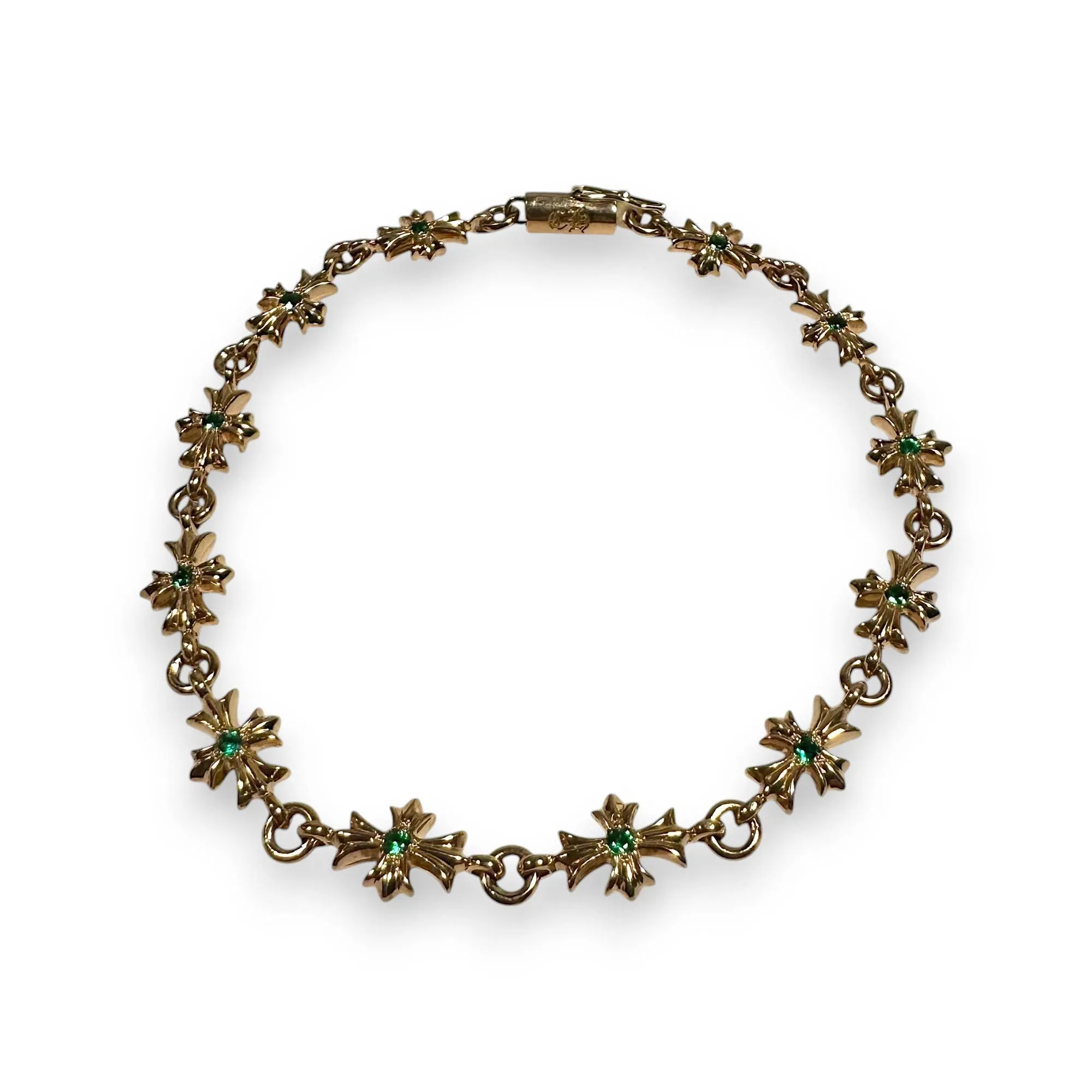 22k Gold Emerald Tiny E Bracelet