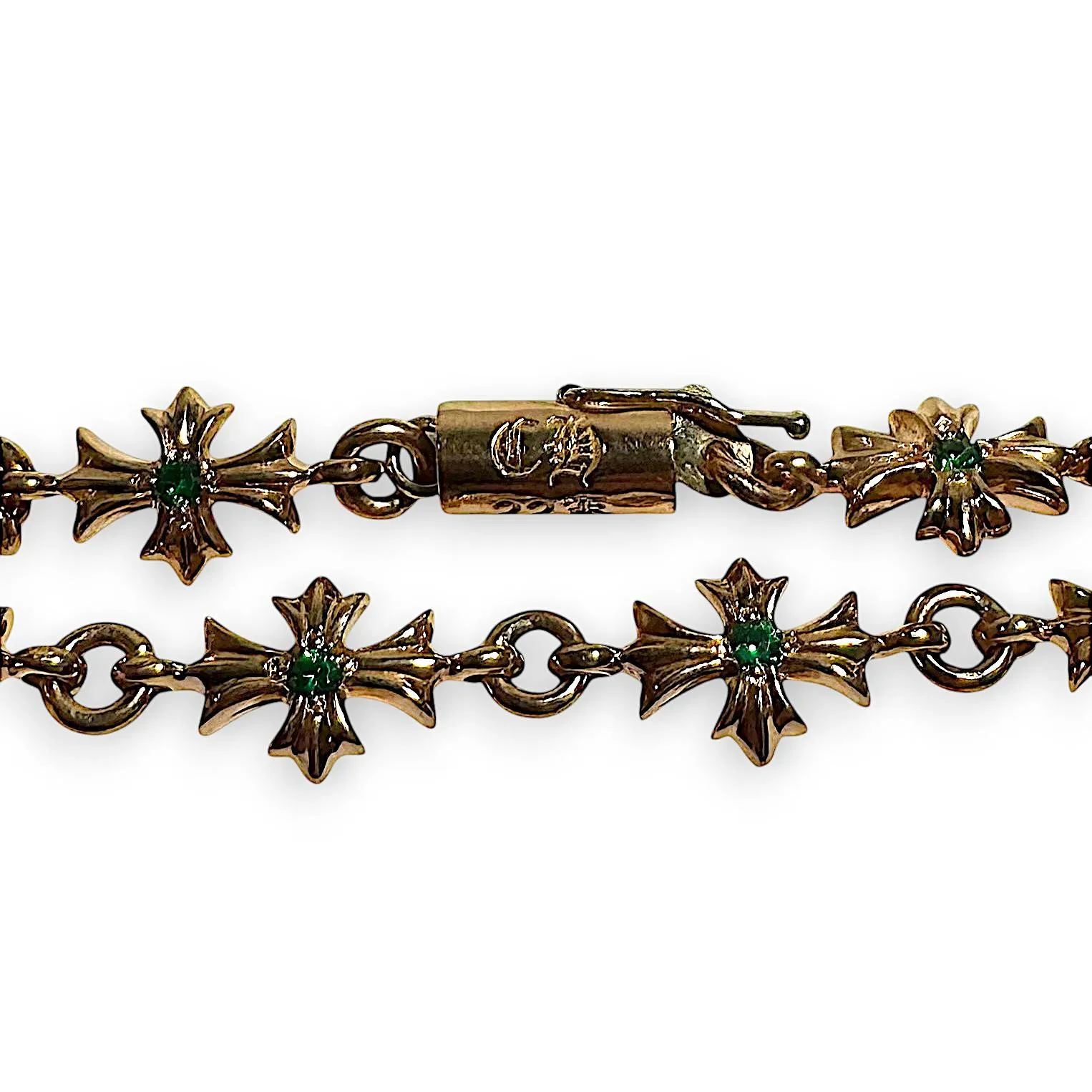22k Gold Emerald Tiny E Bracelet