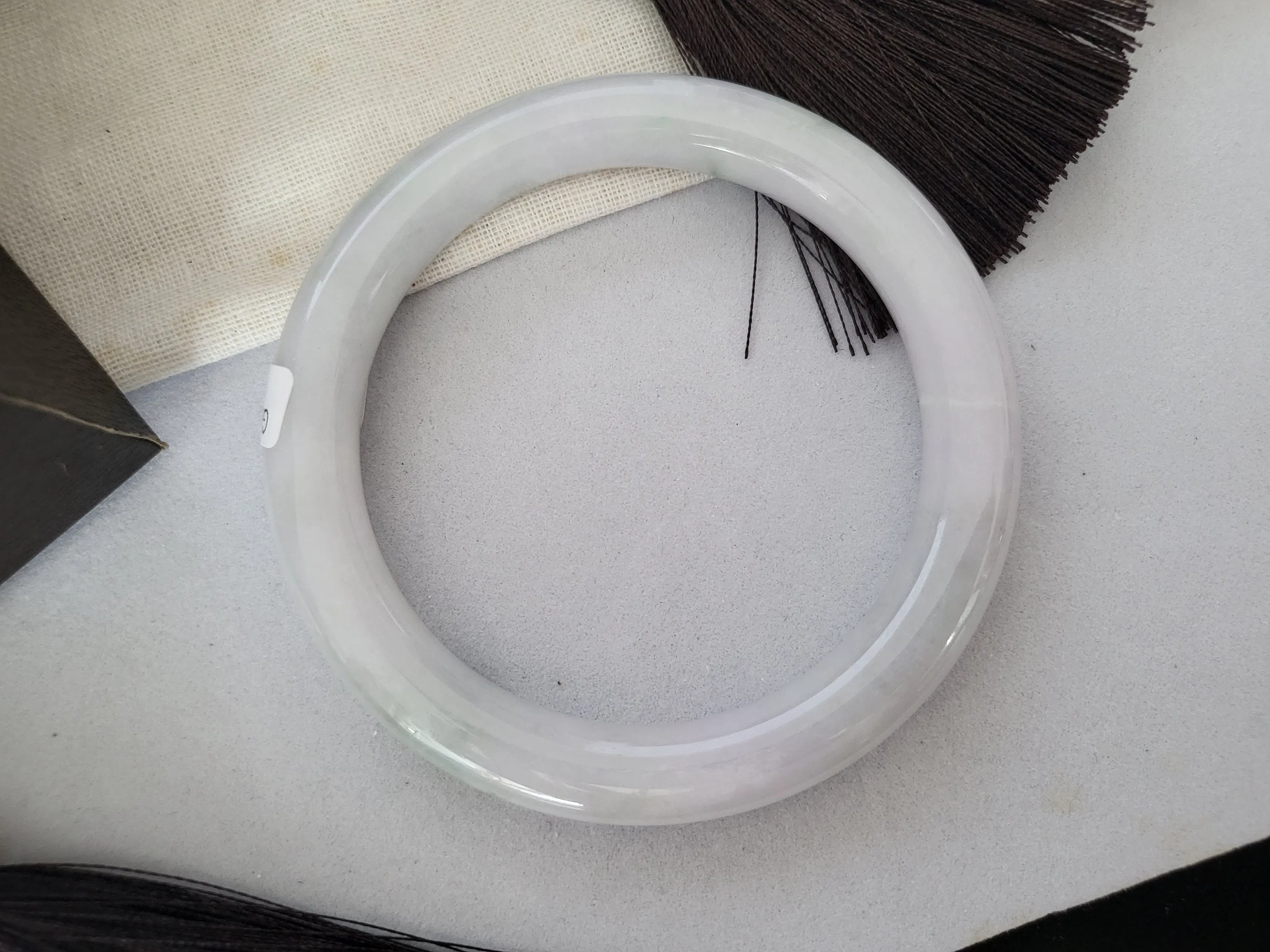 57 mm Jadeite Grade A Bangle Natural Burma Jade Lavender Green [WINTER ROSE COLLECTION]