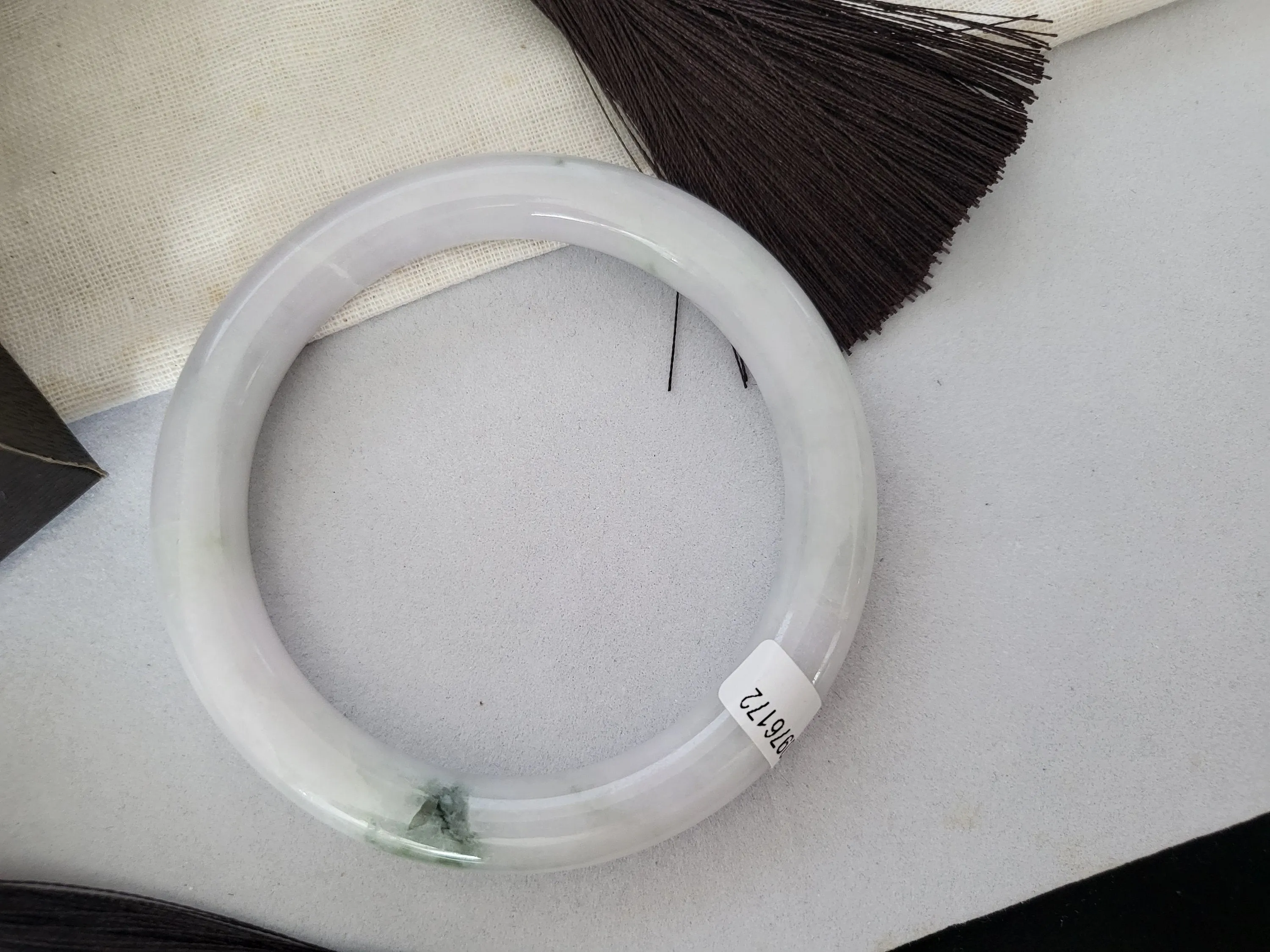 57 mm Jadeite Grade A Bangle Natural Burma Jade Lavender Green [WINTER ROSE COLLECTION]