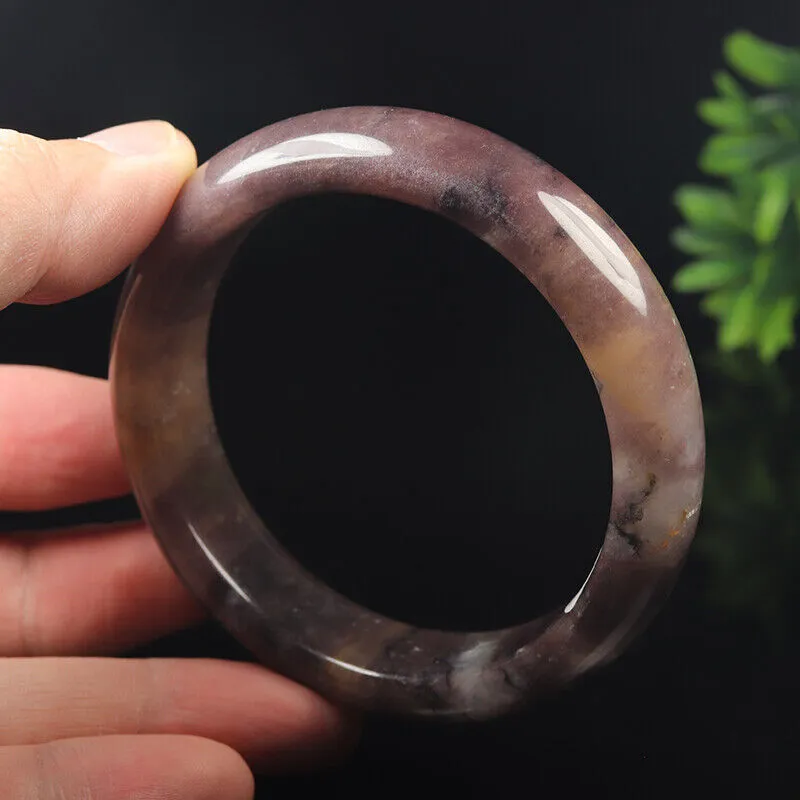 59mm Certified Grade A 100% Natural Lavender Purple Jade Bangle Bracelet