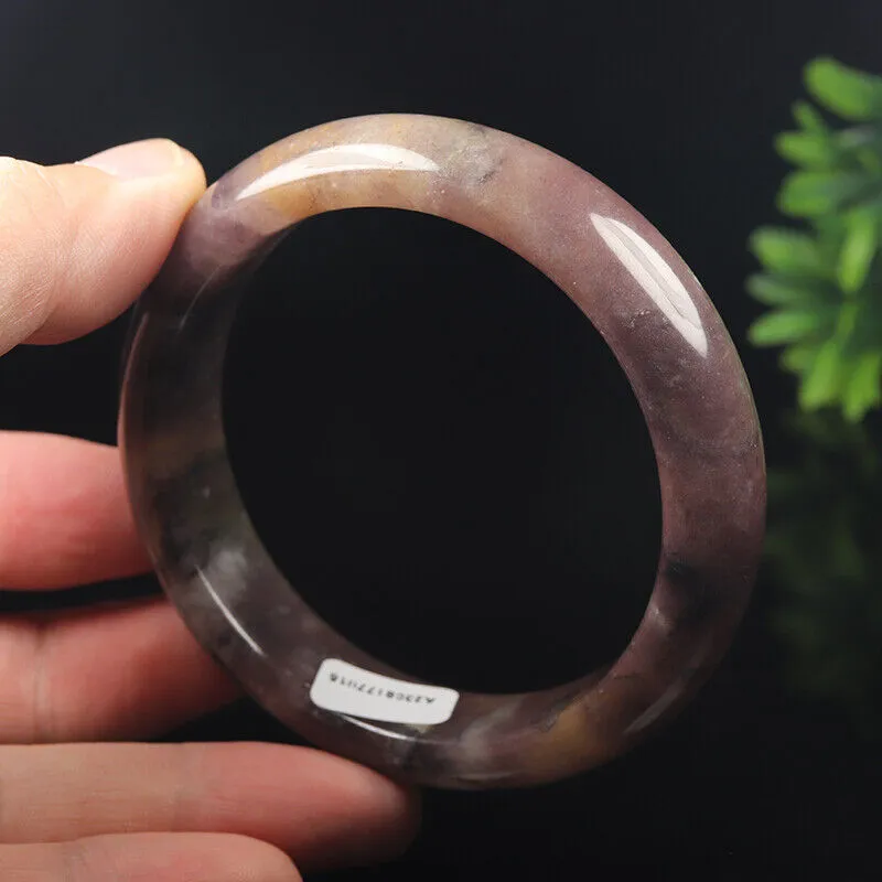 59mm Certified Grade A 100% Natural Lavender Purple Jade Bangle Bracelet