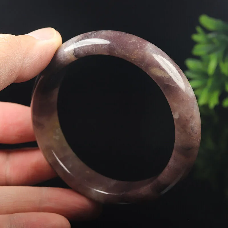 59mm Certified Grade A 100% Natural Lavender Purple Jade Bangle Bracelet