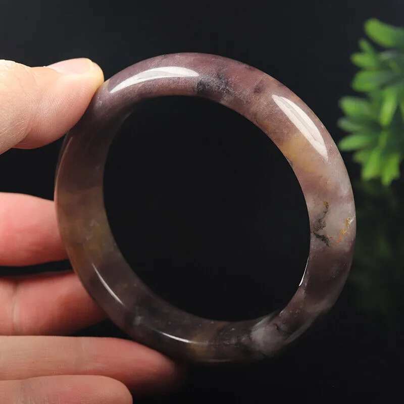 59mm Certified Grade A 100% Natural Lavender Purple Jade Bangle Bracelet