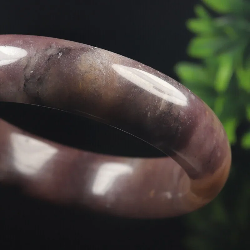 59mm Certified Grade A 100% Natural Lavender Purple Jade Bangle Bracelet