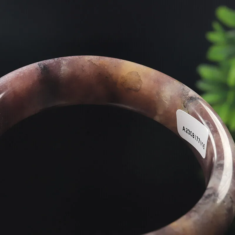 59mm Certified Grade A 100% Natural Lavender Purple Jade Bangle Bracelet
