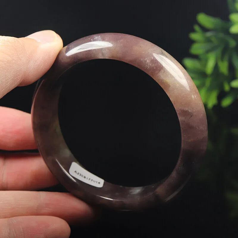 59mm Certified Grade A 100% Natural Lavender Purple Jade Bangle Bracelet