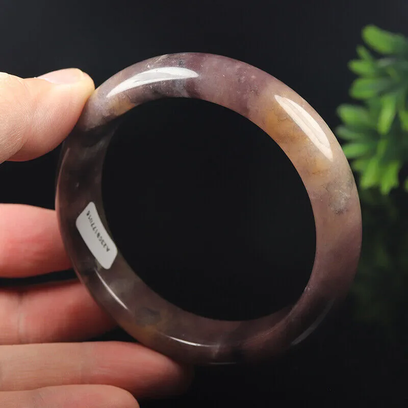 59mm Certified Grade A 100% Natural Lavender Purple Jade Bangle Bracelet