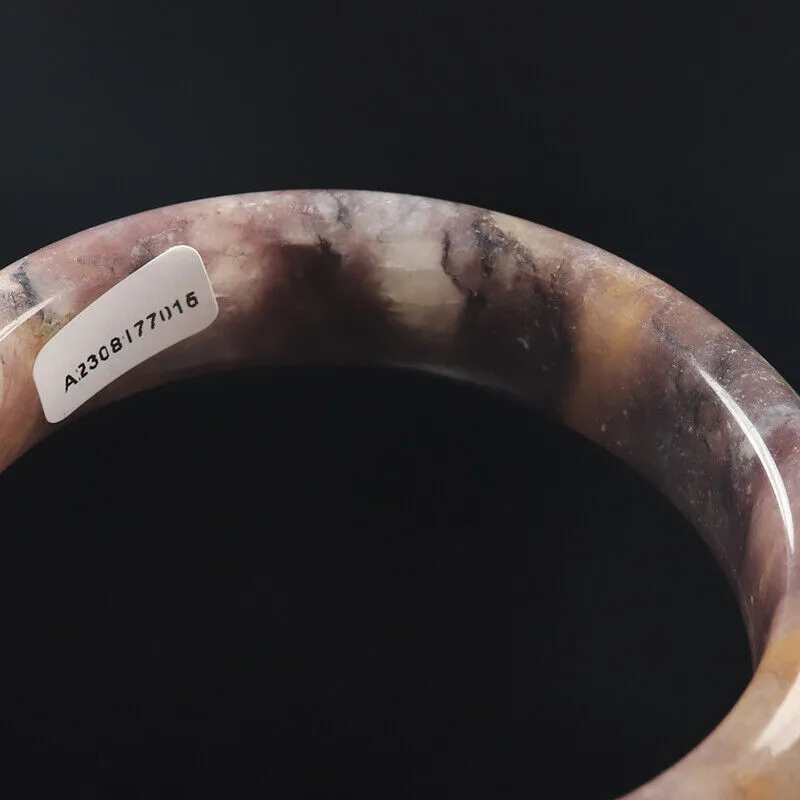 59mm Certified Grade A 100% Natural Lavender Purple Jade Bangle Bracelet