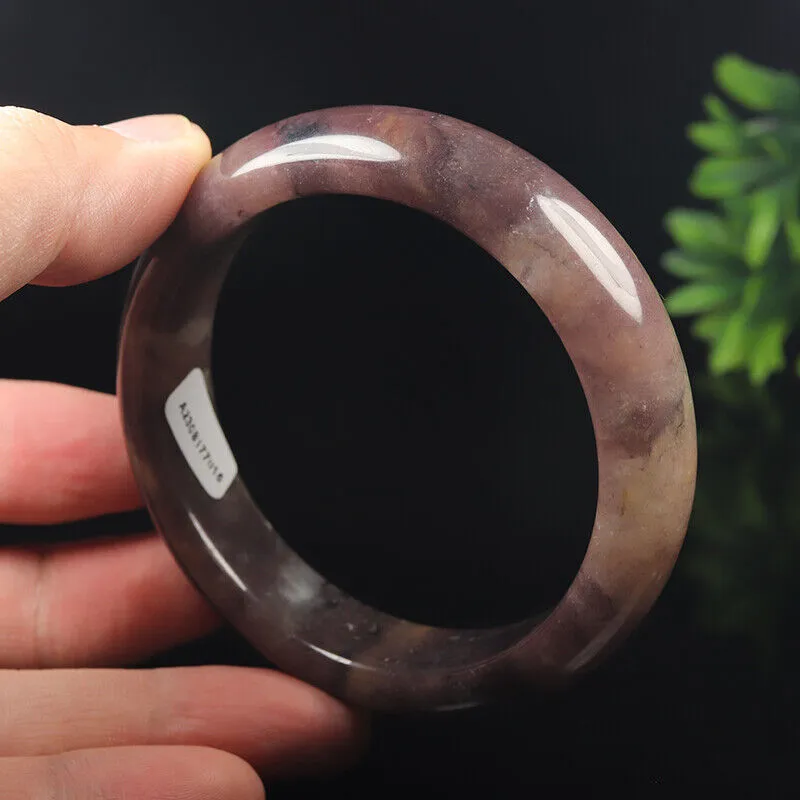59mm Certified Grade A 100% Natural Lavender Purple Jade Bangle Bracelet