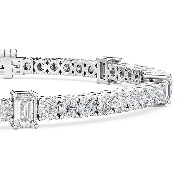 6.23ctw Round Brilliant & Emerald Cut Lab-Grown Diamond Station Tennis Bracelet in 14k Gold