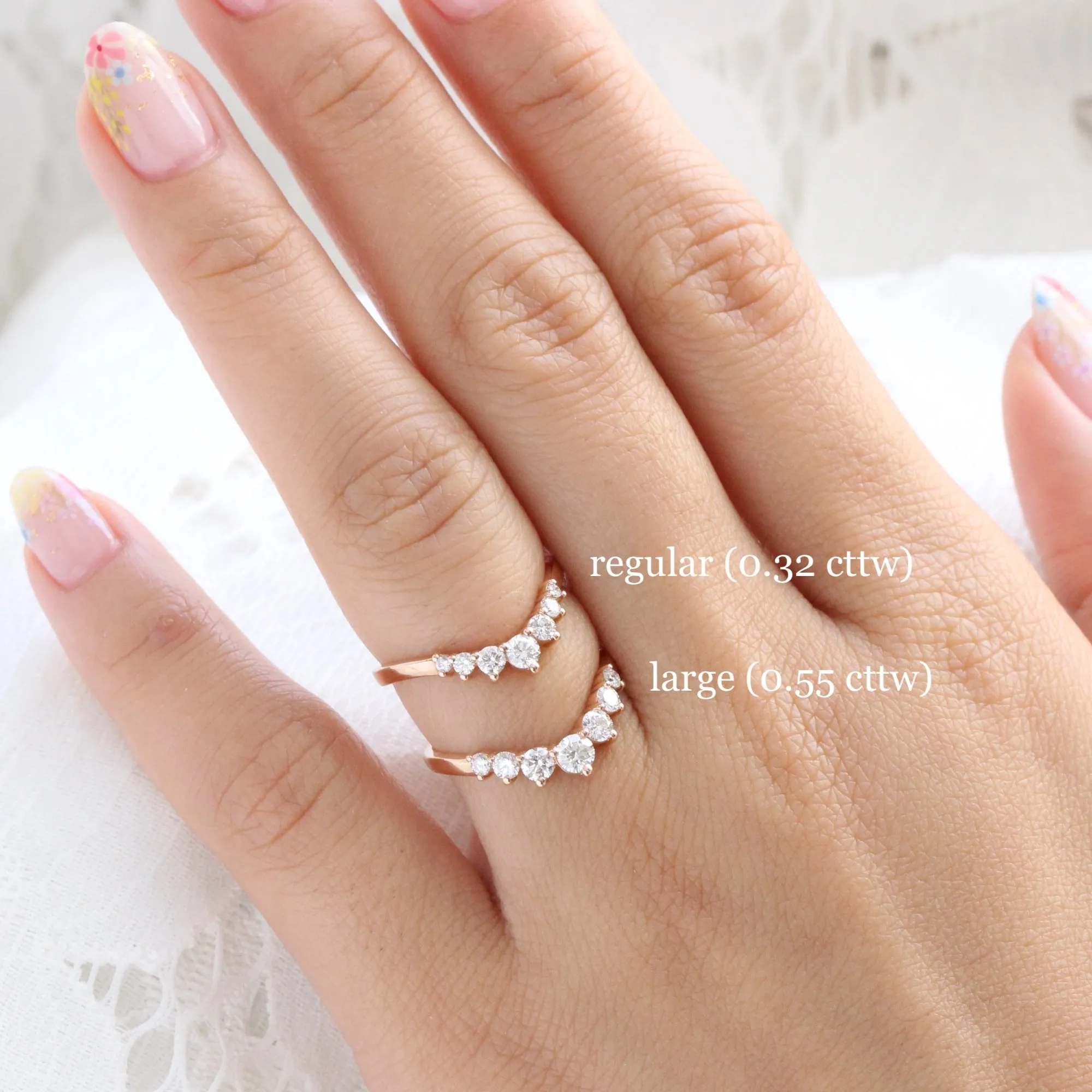 7 Stone Diamond Wedding Ring in Curved Contour Band