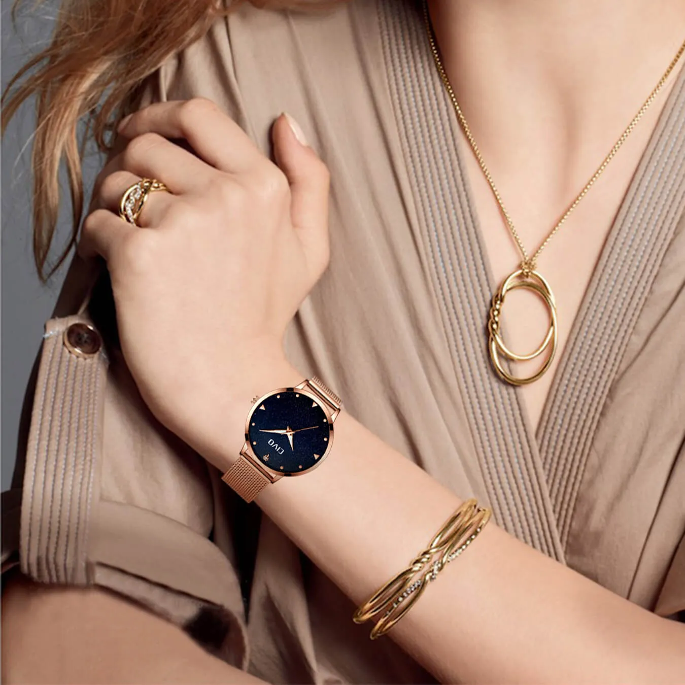 8002C | Quartz Women Watch | Mesh Band