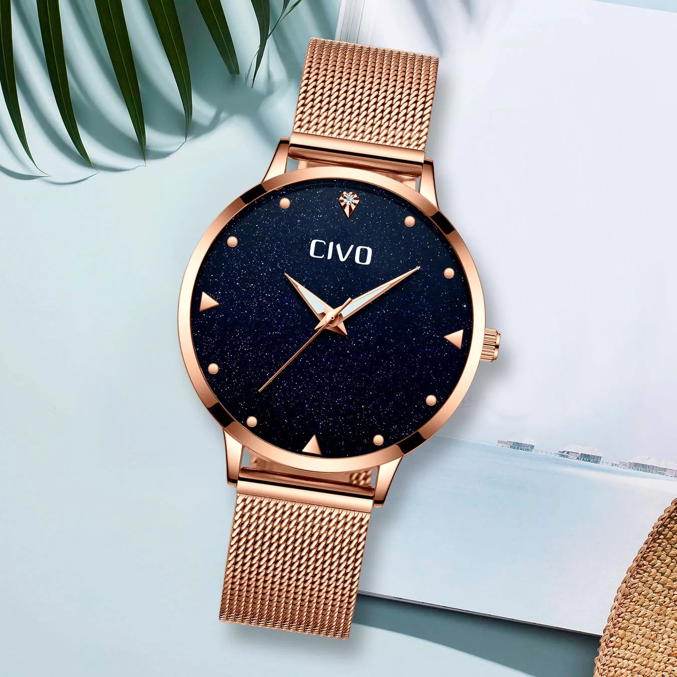 8002C | Quartz Women Watch | Mesh Band