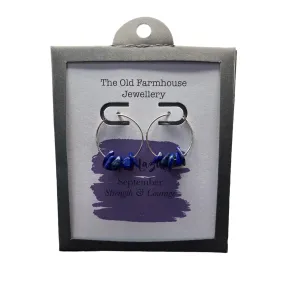 925 Silver & Lapis Lazuli Set September Birthstone Hoop Earrings