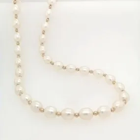 9ct Gold Ball & Pearl Necklace