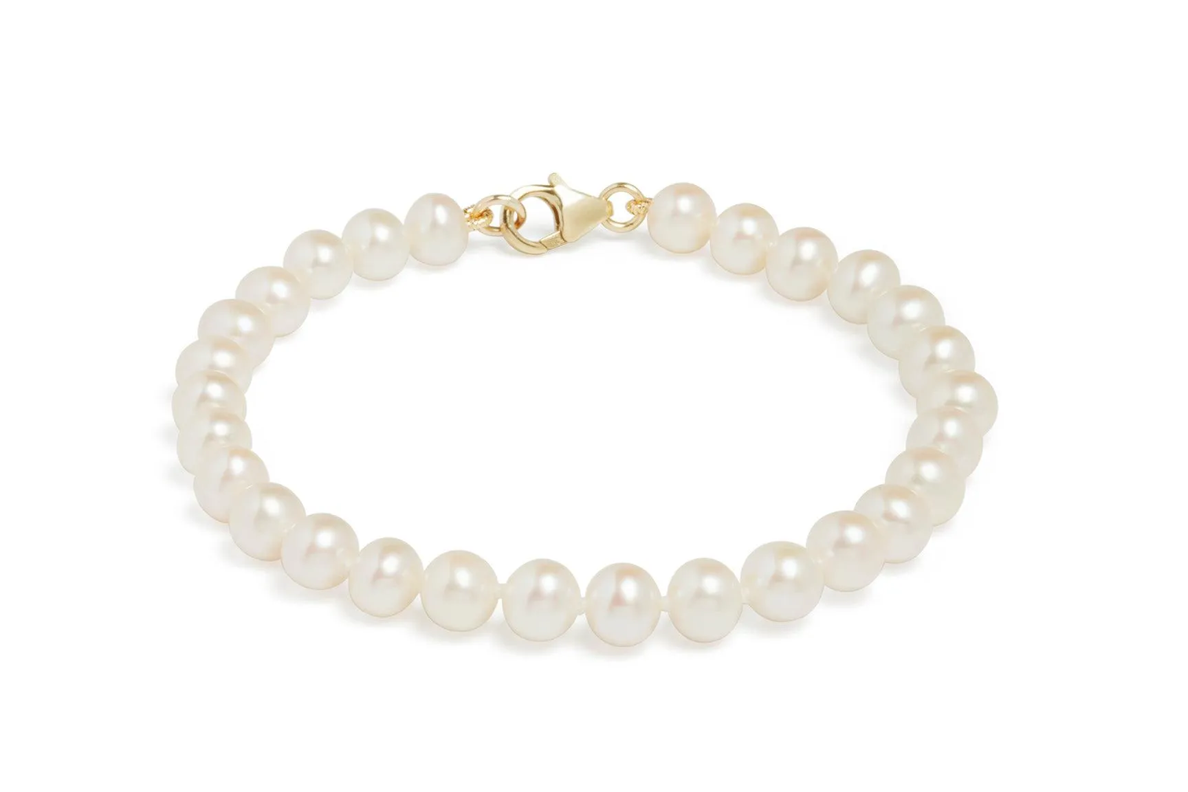9ct Gold White Cultured River Pearl Bracelet