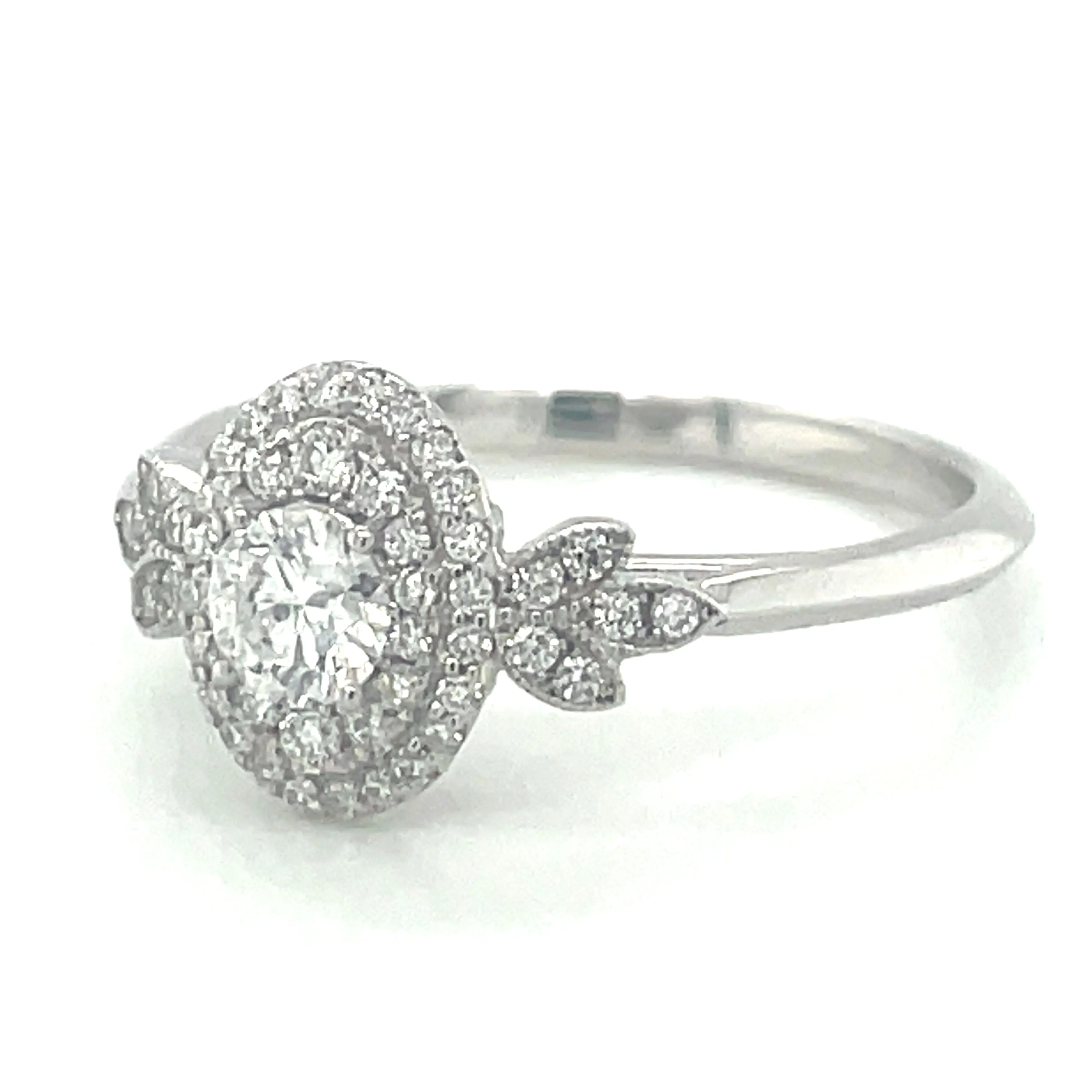 9ct White Gold 0.44ct Double Oval Halo Diamond Engagement Ring