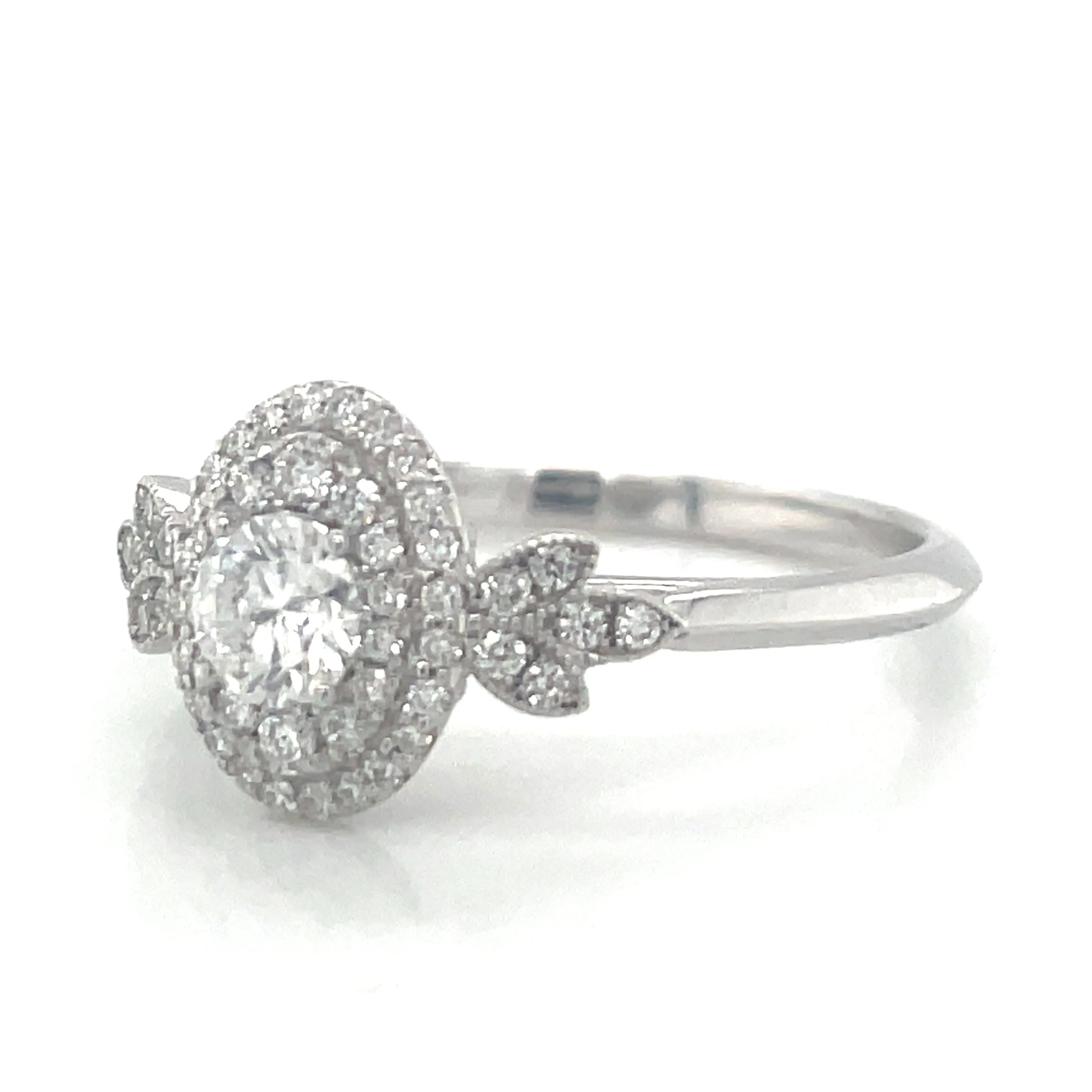 9ct White Gold 0.44ct Double Oval Halo Diamond Engagement Ring